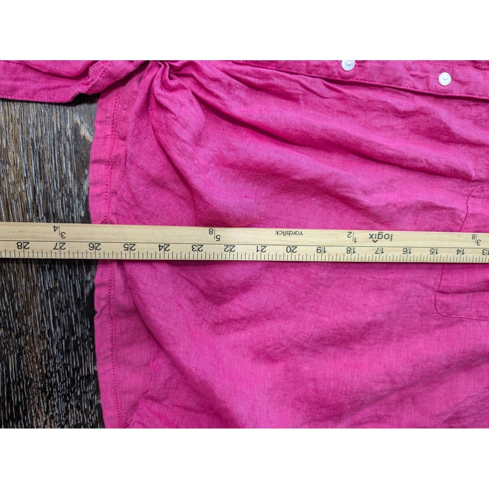 Charter Club 4X Pink Linen Cotton Button Up Tie Front Dolman Sleeve Top Relaxed - Picture 5 of 5
